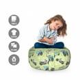 thumbnail image 2 of Hippie Storage Toy Bag Chair, Motorbikes and Buses with Retro Style Motifs Surfing Vacation Season, Stuffed Animal Organizer Washable Bag, Large Size, Pale Green Multicolor, by Ambesonne, 2 of 3