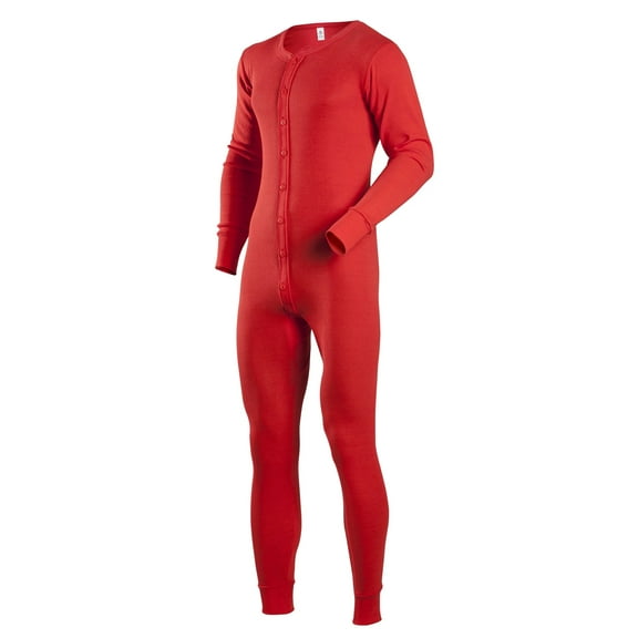 Men's Classic Union Suit 100% Cotton Thermal One-Piece Long Underwear, Tall Large, Red