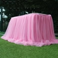 thumbnail image 3 of Tulle Table Skirt for Rectangle or Round Tables Skirt White Ruffle Table Cloth for Wedding Bridal Shower Baptism Birthday Party Christening Banquet Table Decorations(L 3ft, H 30in), 3 of 7