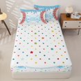 thumbnail image 4 of Homewish Ice Cream Baseball Zipper Full Size Comforter Sets with Fitted Sheet and 2 Pillowcases for Kids, Blue Cartoon Zipper Bedding Set, Polka Dots Reversible, 4-Piece, 4 of 6