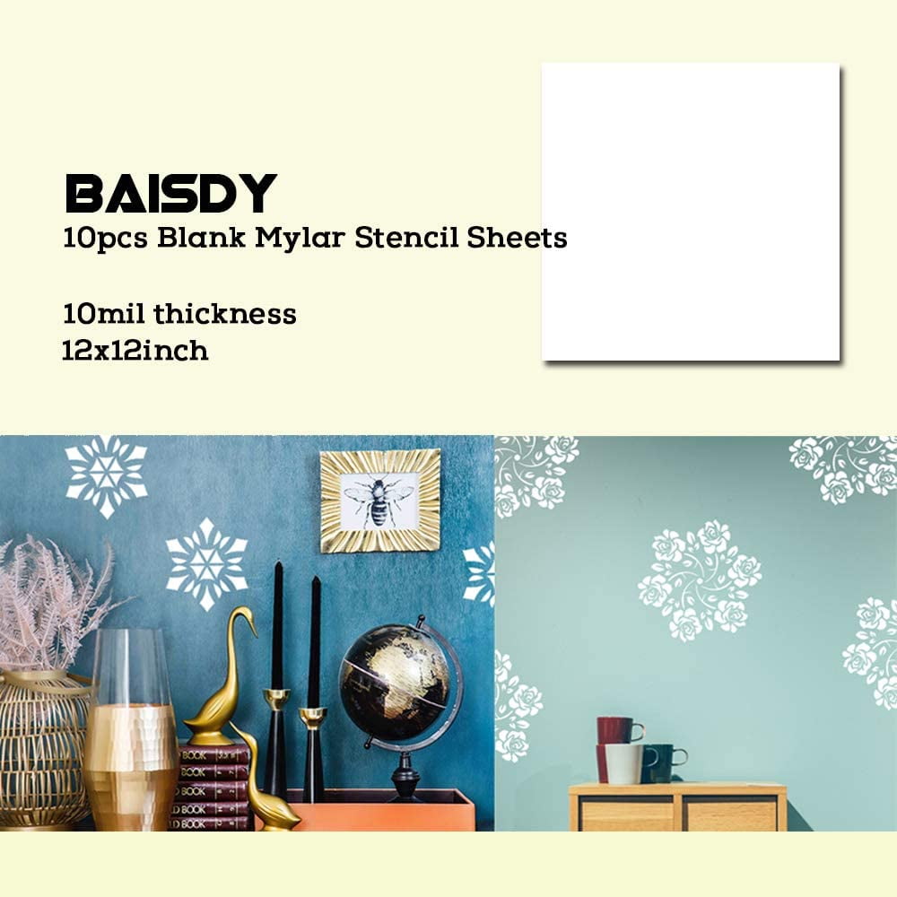 BAISDY 10Pcs 10Mil Blank Mylar Stencil Sheets 12 x 12inches