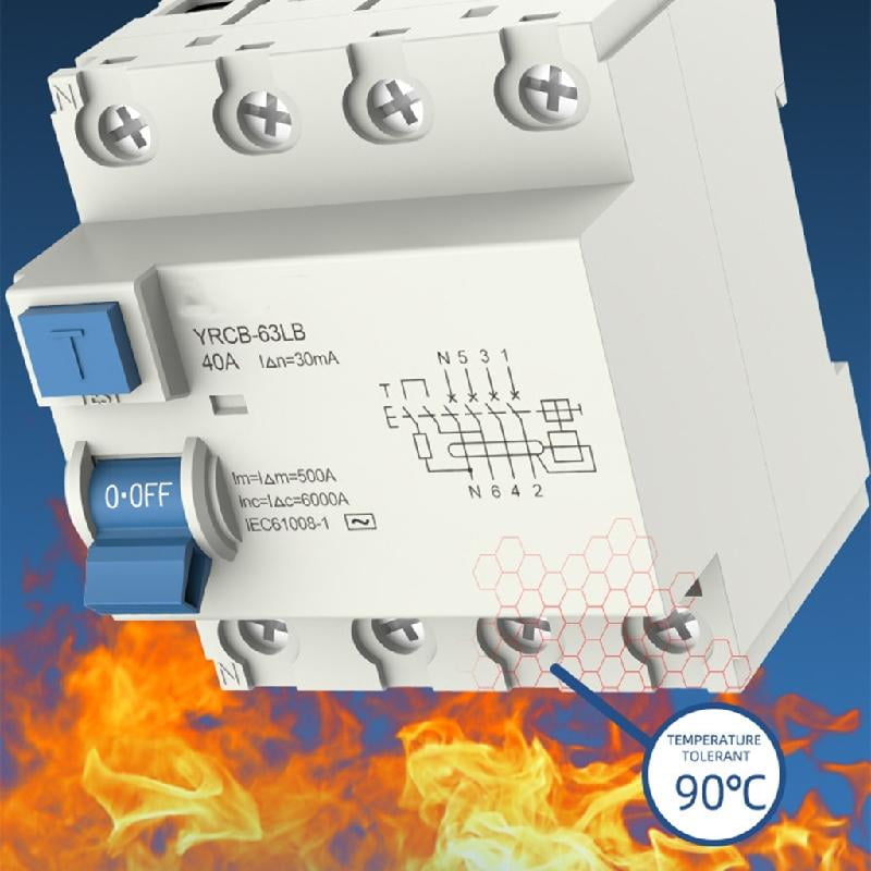 JZROCKER 4P 63A 30mA Styles A Din Rails Earth Leakage Current Breaker Residual Current Circuits Breaker Residual Current Device