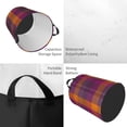 thumbnail image 4 of Haiem Purple Yellow Buffalo Plaid Leather Dirty Clothes Laundry Basket,Sturdy & Waterproof,Collapsible Round Design For Efficient Space Management,Multi-Purpose Storage Basket, 4 of 8