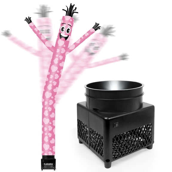 6FT Heart Pattern Inflatable Tube Man with Blower (5.5'' Diameter) and Built-in LED - Wacky Waving Dancing Guy for Business Advertising Promotion