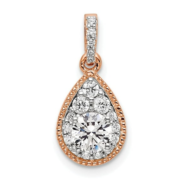 14k Rose Gold 1/2 carat Lab Grown Diamond VS/SI  G  Complete Teardrop Dangle Pendant