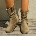 thumbnail image 5 of UngA Mid Calf Womens Boots Slouchy Boots Suede High Heel Zip Stacked Chunky Block Round Toe Boots for Woman Khaki,Size 7.5, 5 of 7