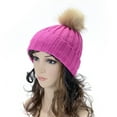 thumbnail image 2 of Dyfzdhu Women Winter Warm Knitted Cute Rabbit F-Ur Ball Yarn Hat Pink, 2 of 5
