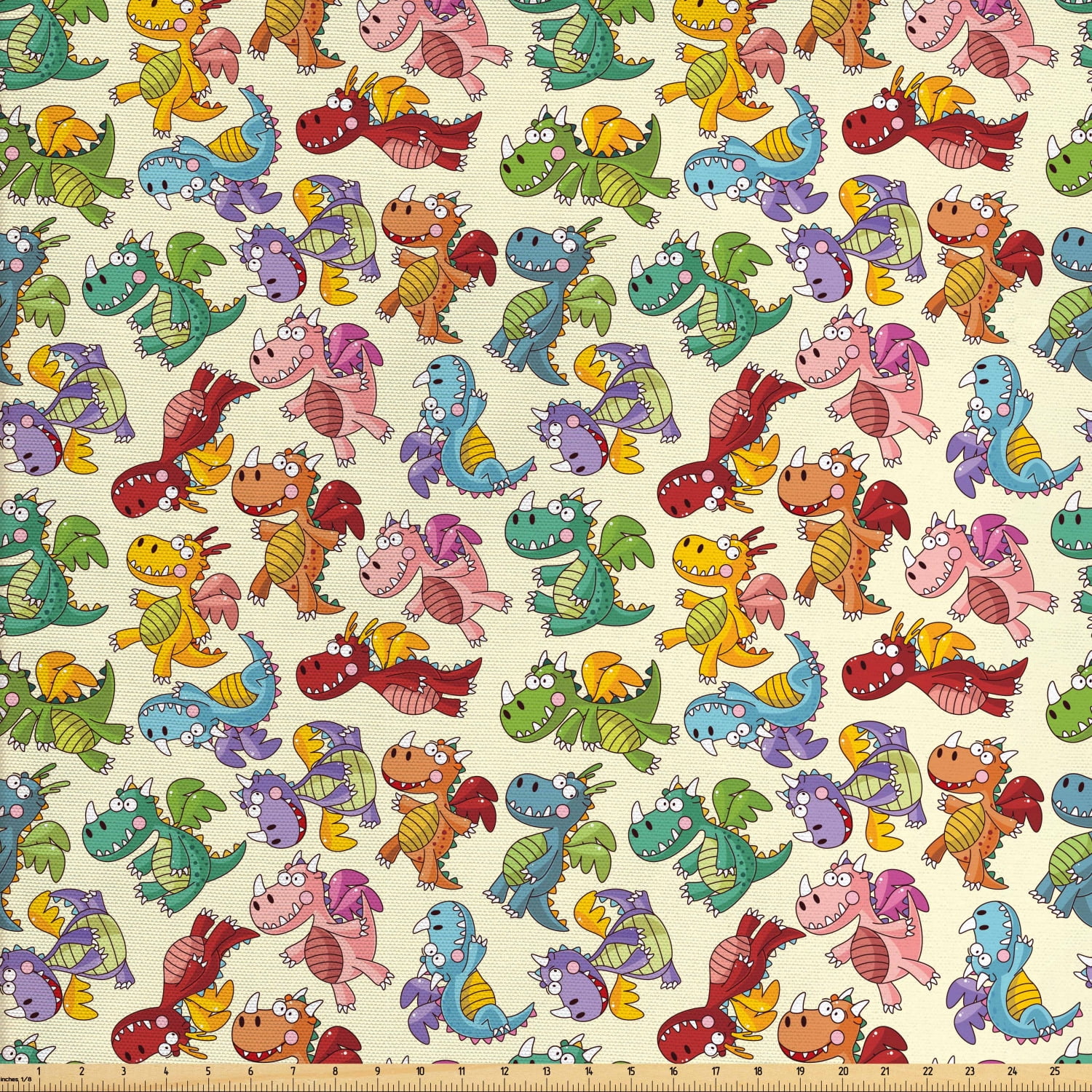 Children Fabric by The Yard, Baby Loving Dangerous Happy Dinasours in