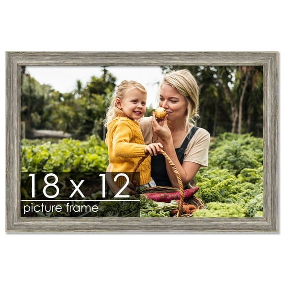 18x12 Distressed/Aged Contrast Grey Complete Wood Picture Frame with UV Acrylic, Foam Board Backing, & Hardware