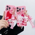 thumbnail image 3 of Xiaomi POCO C55 M5S X2 Redmi 12C 10C 10A 10 Prime Note 12 11 10 9 8 7 Pro Max 9A 9C 8A Mi 9T Silicona Rosa Melodía Hello Kitty Funda Con Llavero Colgante, 3 of 4