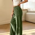 thumbnail image 4 of Bzdzmqm Women's Corduroy Wide Leg High Waisted Pants with Pockets Loose Casual Long Trousers Streetwear Office Basic Lounge Bottoms, Green M, 4 of 8