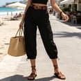 thumbnail image 5 of ClodeEU Women's High Waist Cropped Cargo Pants,Casual Capri Trousers with Pockets Black,Women's Plus S, 5 of 6