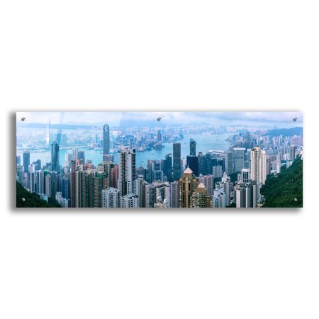 Epic Art 'Hong Kong Panorama' by Epic Portfolio, Acrylic Glass Wall Art, 48"x16"