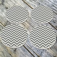 thumbnail image 5 of CARIBOU Round Ceramic Stone Coaster for Drinks Set of 4pcs, Gray Mini Chevron, 5 of 6