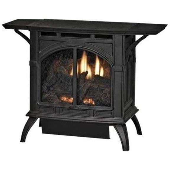 Empire  22 in. Vent Cast Iron Stove Contour Burner Log Set, Matte Black - Liquid Propane & Intermittent Pilot