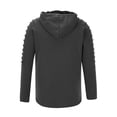 thumbnail image 4 of ZCFZJW Mens Hoodies Tops Trendy Fall Ruched Long Sleeve Casual Solid Color Drawstring Hooded Pullover Sweatshirts Trendy Warm Outerwear Shirts Gray S, 4 of 5