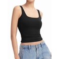 thumbnail image 3 of Women'S Tank Top Fitted Square Neck Casual Basic Summer Tank Sleeveless Tops Black XXL, 3 of 9