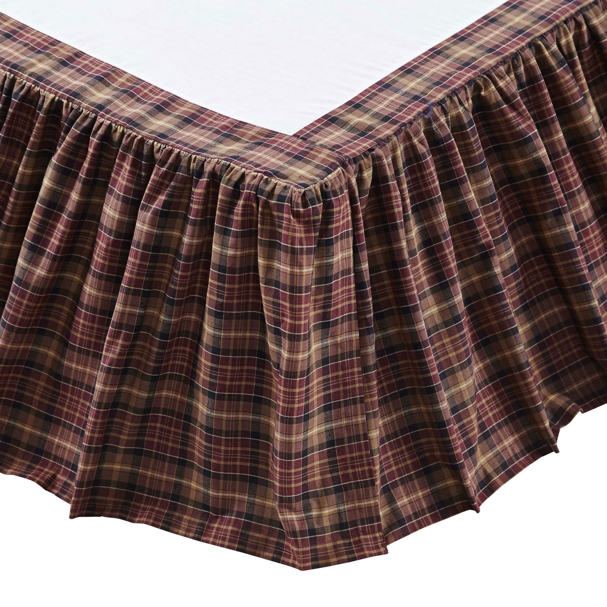 Abilene Star Red, Tan Plaid Country King Queen Twin Bed Skirt Walmart