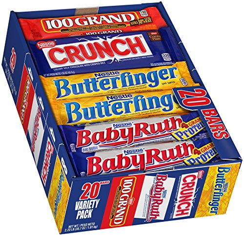 Assorted Chocolate Candy Bars With Butterfinger, Crunch, Baby Ruth And ...