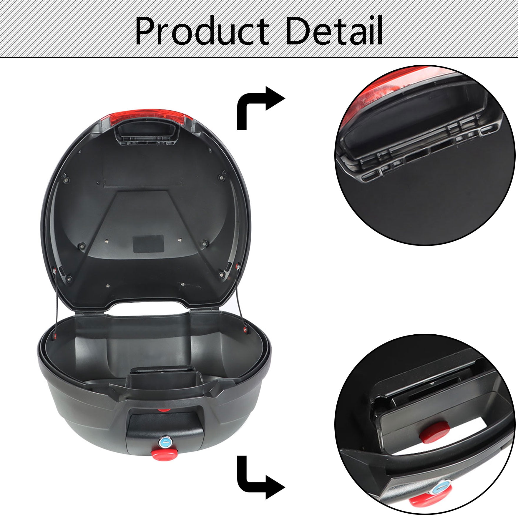 LABLT 32L Motorcycle Trunk Luggage Tour Tail Box Scooter Top Lock Storage Case Red