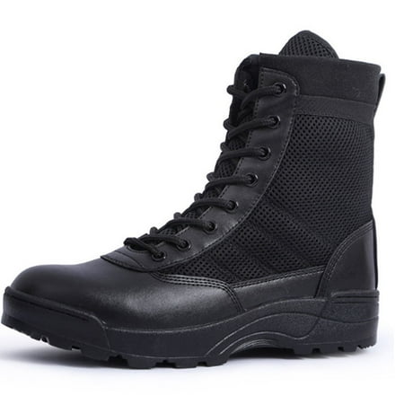 TOMITANY Ultralight Mens Duty Boots Tactical Work Boots Outdoor Hiking Motorcycle Boots Black 8.5