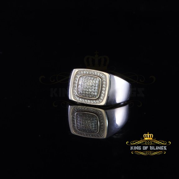 King of Bling's 925 Sterling White Silver Rectangle 0.80ct Cubic Zirconia Men's Ring Size 9