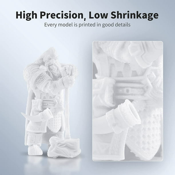 ANYCUBIC Résine pour imprimante 3D lavable à l'eau, résine rapide UV 405 nm  pour impression 3D LCD, faible odeur, faible viscosité et haute précision  (1000 g, blanc) 