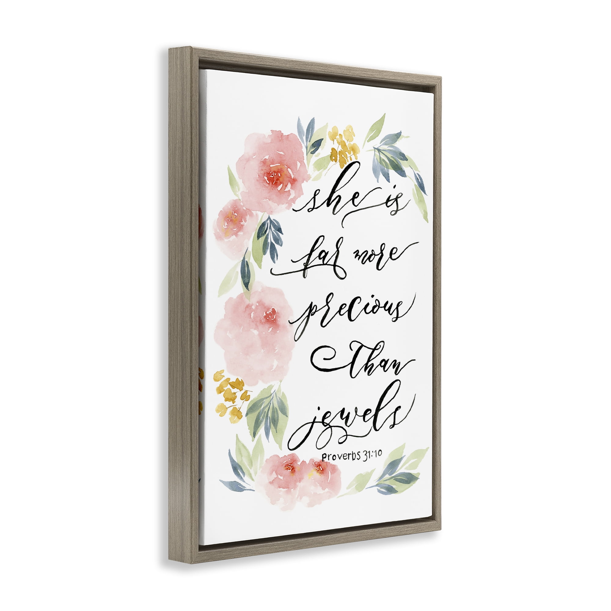 Stupell Industries Far More Precious Than Jewels Brown Framed Floater Canvas Wall Art, design by Lucille Price