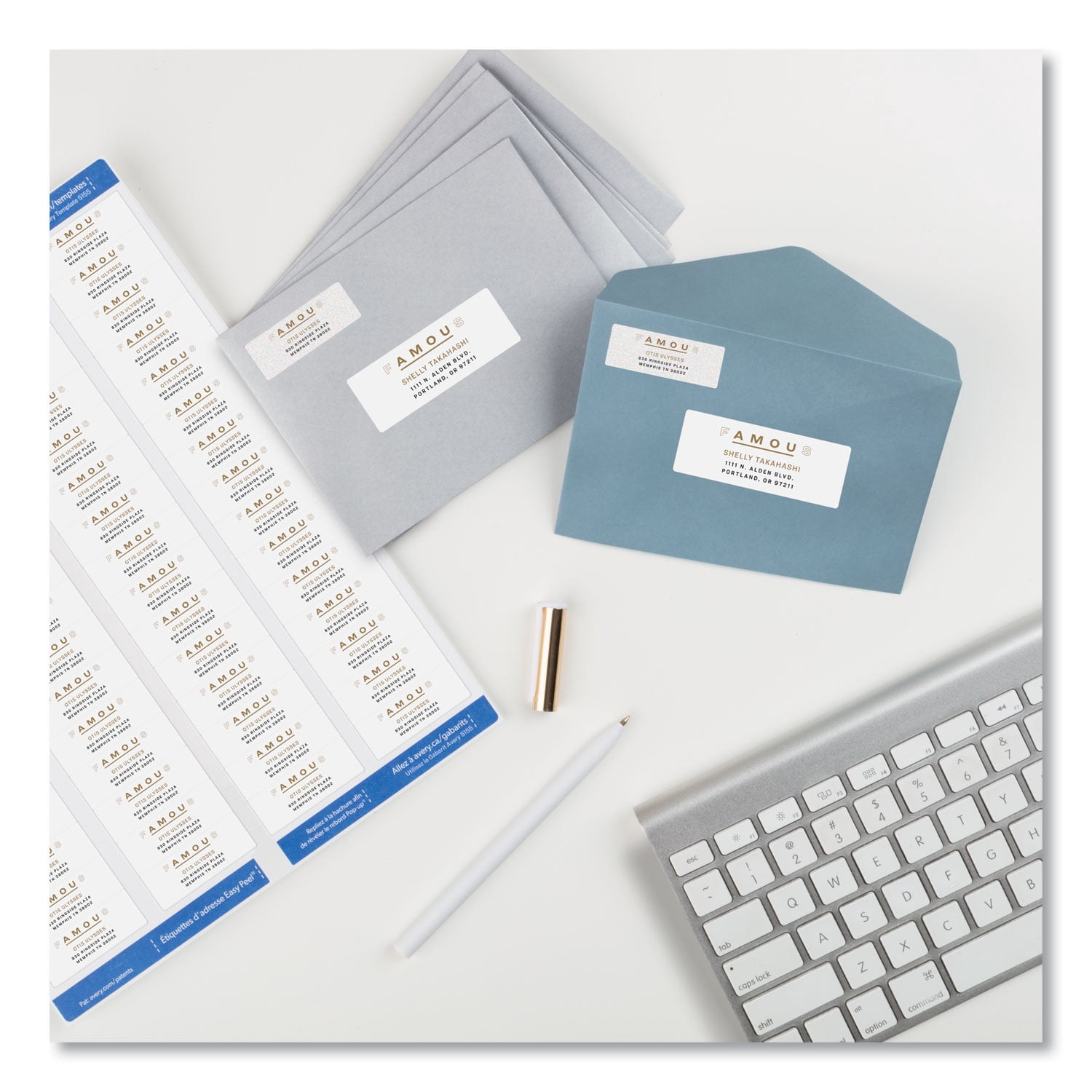 Avery Easy Peel White Address Labels w/ Sure Feed Technology, Laser Printers, 0.66 x 1.75, White, 60/Sheet, 100 Sheets/Pack (5155)