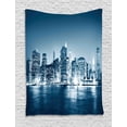thumbnail image 1 of City Tapestry, Gloomy Skyscrapers View of New York America, Wall Hanging for Bedroom Living Room Dorm Decor, 60W X 80L Inches, Dark Petrol Blue Blue Grey Pale Cadet Blue Blue Gr, by Ambesonne, 1 of 2