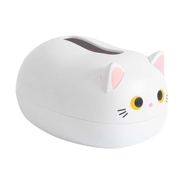 Desktop Cute Cat Style Paper Tissue Container for Home Bathroom and Decoration Adorable Cat Design Tissue Holder for Desk Accessories