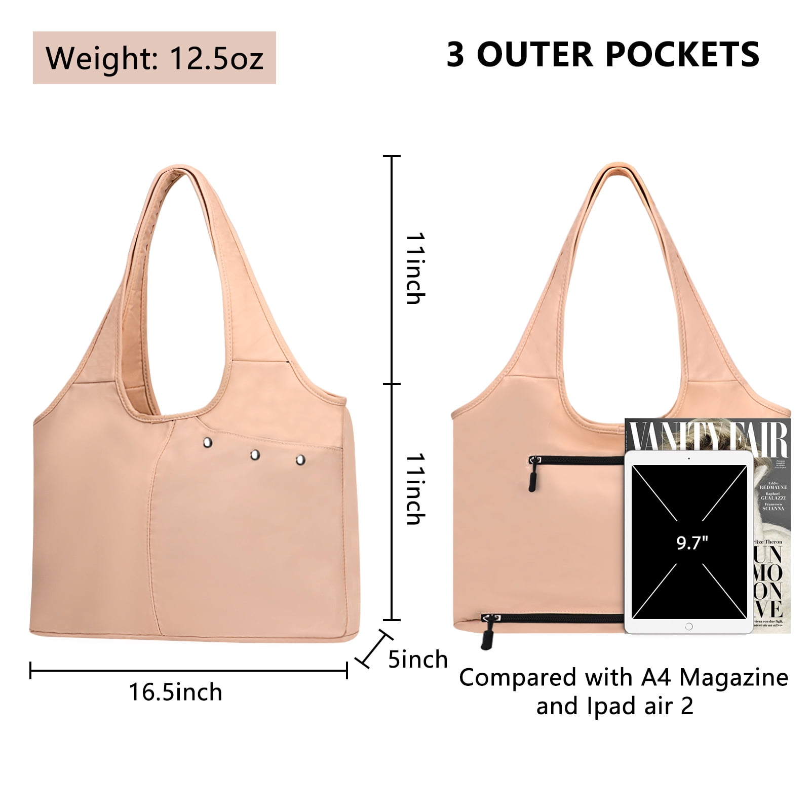 HAWEE Mommy Tote Bags for Women with Multi-Pockets Utility Shoulder Handbag for Work Nurse Travel Shopping Beach Gym, Beige