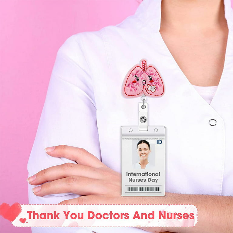 10 Pack Felt Nurse Badge Reel Retractable Nursing Badge Clip Id Decorative  Badge Holder for Doctor Nurse Teacher Student 
