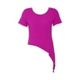 thumbnail image 3 of inhzoy Kids Girls Ballet Dance Crop Top Slit Irregular Hem Wrap Tops Gymnastics Short Sleeve T-Shirt Hot Pink 3-4, 3 of 6
