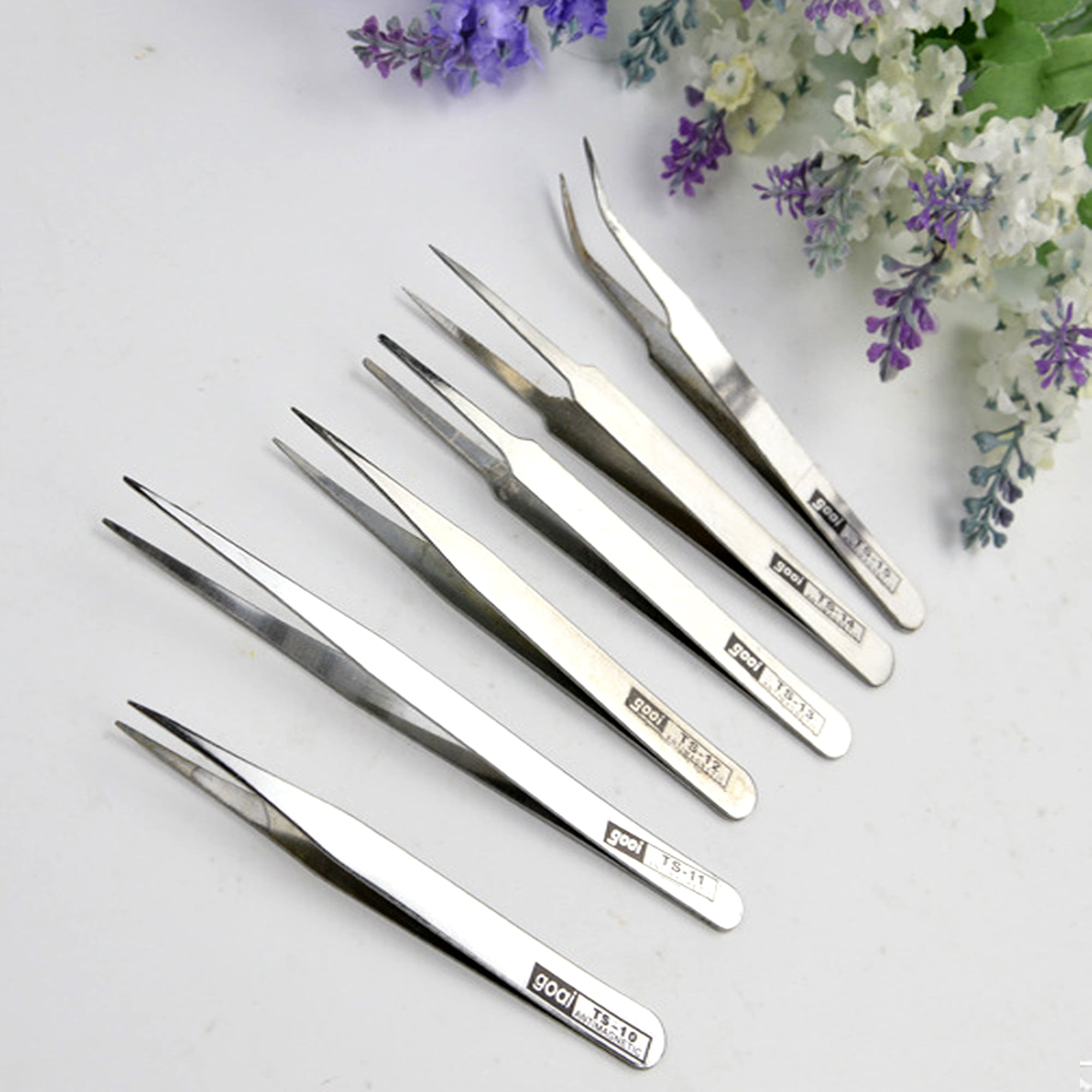 6Pcs Tweezers Set Stainless Fine Precision Tools for Electronics Work Jewelry 