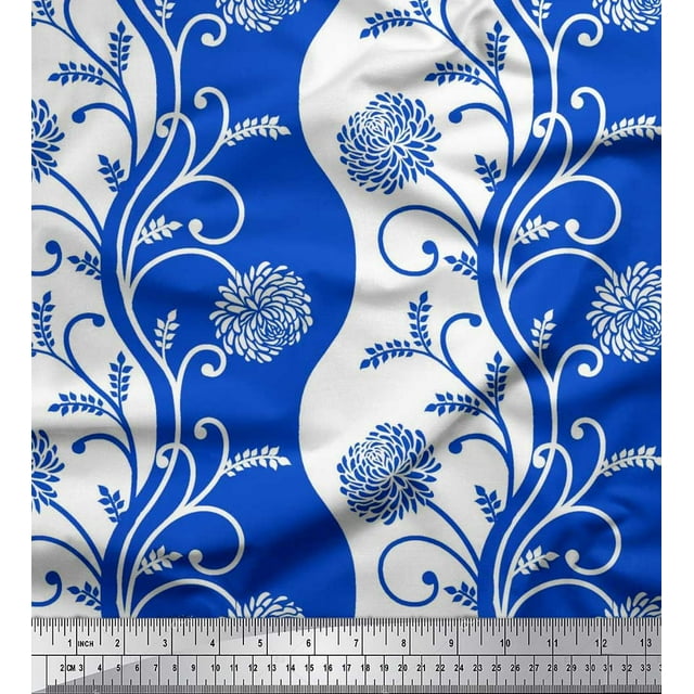 Soimoi Poly Georgette Fabric Leaves & Dahlia Floral Print Sewing Fabric Yard 52 Inch Wide