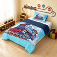 thumbnail image 2 of Erosebridal Train Twin Comforter Sets, Steam Engine Bedding Set, Blue Cartoon, Navy Reversible 2pcs 1 Comforter and 1 Pillowcase, 2 of 6