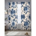 thumbnail image 2 of Navy Blue Floral Sheer Curtains 84 Inch Length 2 Panels Set, Rustic Spring Flower Blossom Voile Window Treatment Rod Pocket Curtains Sheers Drapes for Bedroom/Living Room/Kitchen 52"x84"x2, 2 of 7