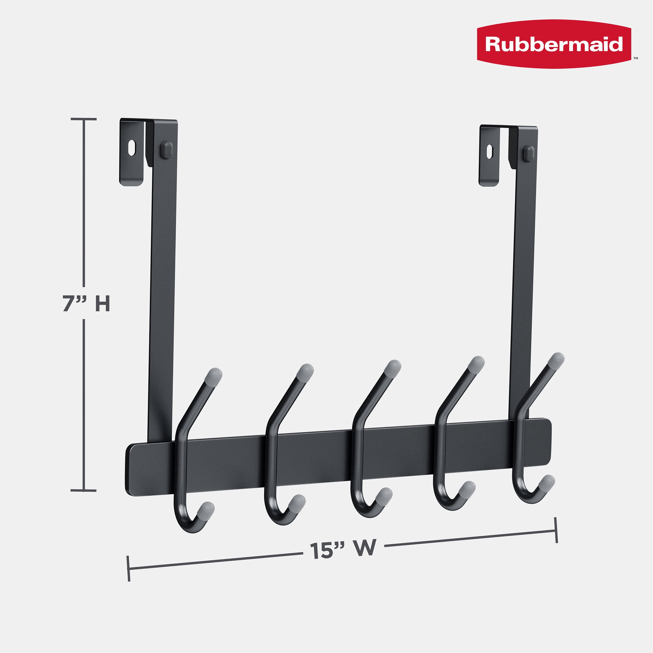 Rubbermaid 5 Double-Hook Over-the-Door Hook Rack, Gray