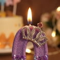 thumbnail image 3 of Number Birthday Candle, Glitter Purple Crown Design, 1 Piece,Suitable for Princess Birthday Party Cake Decoration, 3 of 5