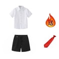 thumbnail image 4 of Mifsaly Toddler Boys 3 Piece formal Outfit Sets Summer Lapel Button Down Shirts with Necktie and Uniform Shorts Kids Back To School Class Photos Stage Performance, 4 of 6