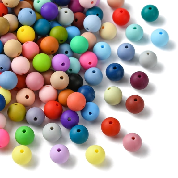 DanLingJewelry 200Pcs Small Silicone Round Beads Random Color 9mm Focal Silicone Beads for DIY and Keychain Accessories Crafts Making