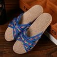 thumbnail image 6 of ZTTD Women's Slippers Men Home Summer Cross Strap Ladies Casual Shoes Linen Slippers Blue, 6 of 8