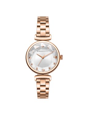 BCBG Maxazria Women's Rose Gold Case Silver Dial Rose Gold Bracelet Watch