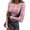 004_Pink, variant on JGNGSHN Long Sleeve Shirts for Women Stretchy Fitted Crewneck Ribbed Knit Blouses Printed T-Shirt Going Out Top