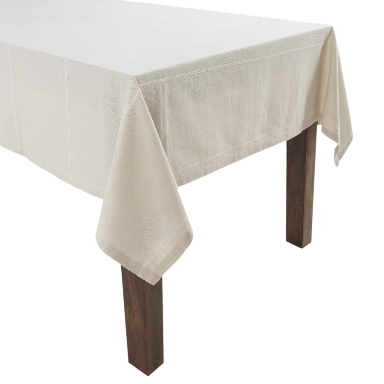Better Homes & Gardens Stripe Tablecloth 70" Round - Beige - 100% Cotton, 100% Cotton, 70" R