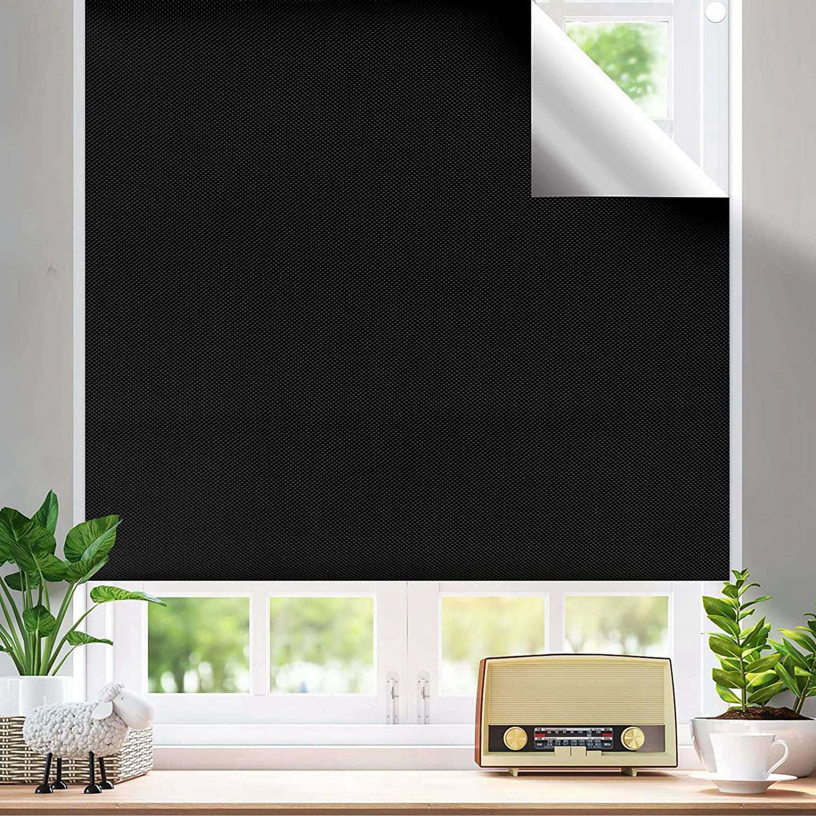 2X Portable Blackout Blind, Blackout Material 300X150cm Cut to Size Blackout Blinds Stick on Window for Bedroom