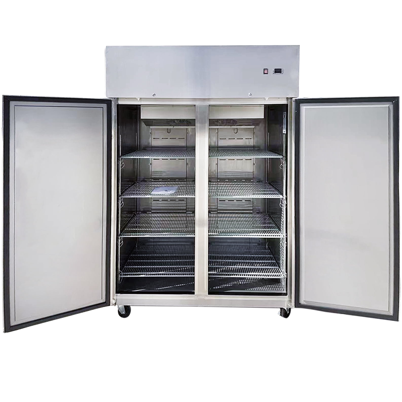 NSF Stainless Steel 55 Cu.Ft. Top Mounted Reach-In Freezer 2 Door Solid Door Commercial Upright Freezer