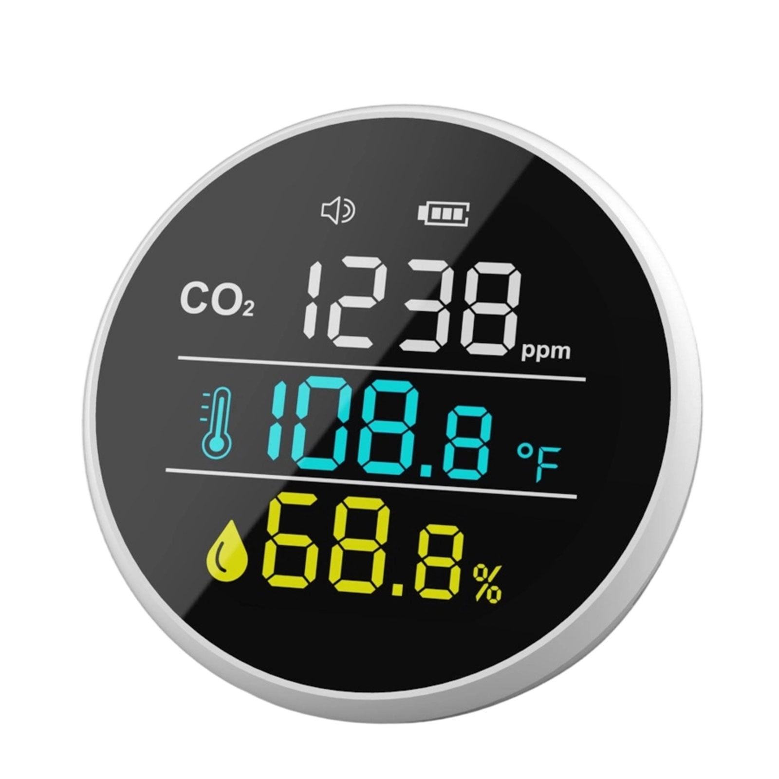 Wall Mount Air Quality Monitor With CO2 Detection And Live Display Suitable For Indoor Dampness Temperature And Warnings