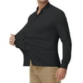 thumbnail image 3 of Youclos Mens Band Collar Stretch Dress Shirts Long Sleeve Button Down Shirts with Pockets, 3 of 6